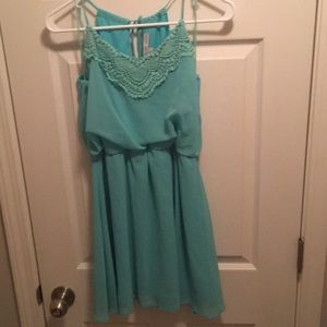 Teal dress with key hole back